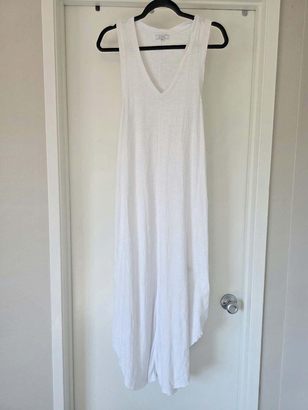 Z Supply Maxi Dress Slub Cotton V-Neck Sleeveless White Size S M Beach Coastal